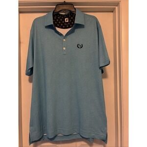 Foot Joy FJ Men's Golf Polo Turquoise Blue Performance Chantilly Golf Club Sz L